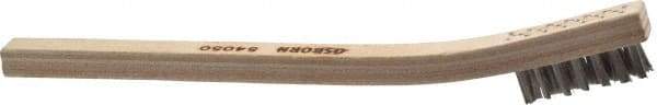 Osborn - 3 Rows x 7 Columns Stainless Steel Scratch Brush - 7/16" Brush Length, 7-1/2" OAL, 7/16" Trim Length, Wood Toothbrush Handle - Exact Tool & Supply
