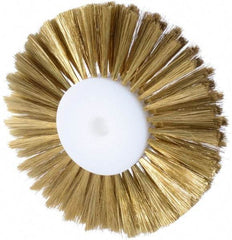 Osborn - 6" OD, 1/2" Arbor Hole, Brass Wheel Brush - 15/16" Face Width, 2-1/2" Trim Length, 0.006" Filament Diam, 3,600 RPM - Exact Tool & Supply