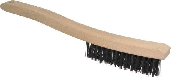 Osborn - 3 Rows x 14 Columns Steel Scratch Brush - 13-3/4" OAL, 1-1/2" Trim Length, Wood Curved Handle - Exact Tool & Supply