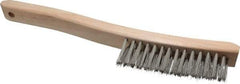 Osborn - 3 Rows x 14 Columns Stainless Steel Scratch Brush - 13-3/4" OAL, 1-1/2" Trim Length, Wood Curved Handle - Exact Tool & Supply