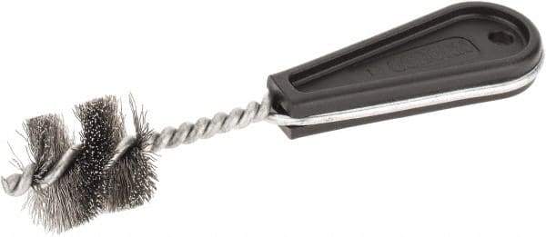 Osborn - 1-1/4" Long x 1-9/64" Diam Steel Tube End Fitting Brush - 6-3/8" OAL, 0.0104" Wire Diam - Exact Tool & Supply