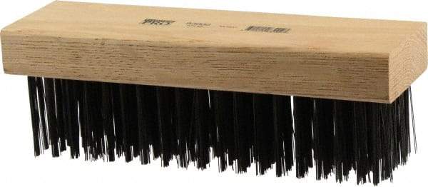 Osborn - 6 Rows x 19 Columns Steel Scratch Brush - 7-1/4" Brush Length, 1-5/8" Trim Length, Wood Straight Handle - Exact Tool & Supply