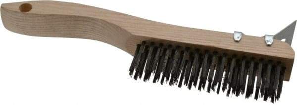 Osborn - 4 Rows x 16 Columns Steel Scratch Brush - 5-1/4" Brush Length, 10" OAL, 1-1/8" Trim Length, Wood Shoe Handle - Exact Tool & Supply