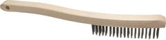 Osborn - 3 Rows x 19 Columns Stainless Steel Scratch Brush - 6" Brush Length, 13-3/4" OAL, 1-1/8" Trim Length, Wood Curved Handle - Exact Tool & Supply