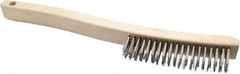 Osborn - 4 Rows x 19 Columns Stainless Steel Scratch Brush - 6" Brush Length, 13-11/16" OAL, 1-1/8" Trim Length, Wood Curved Handle - Exact Tool & Supply