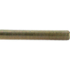 Value Collection - 1-8 UNC (Coarse), 3' Long, Low Carbon Steel Threaded Rod - Yellow Zinc-Plated Finish, Right Hand Thread - Exact Tool & Supply