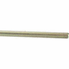 Value Collection - 5/8-11 UNC (Coarse), 3' Long, Low Carbon Steel Threaded Rod - Yellow Zinc-Plated Finish, Right Hand Thread - Exact Tool & Supply