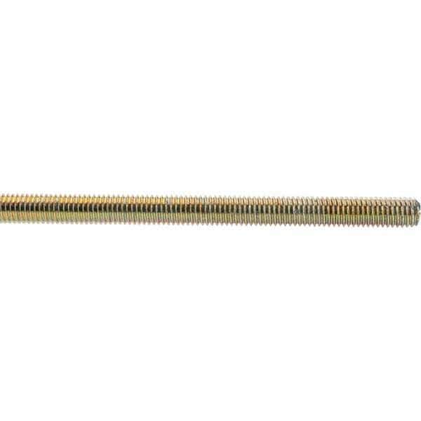 Value Collection - 1/2-13 UNC (Coarse), 3' Long, Low Carbon Steel Threaded Rod - Yellow Zinc-Plated Finish, Right Hand Thread - Exact Tool & Supply