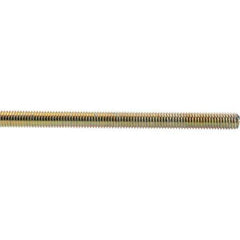 Value Collection - 1/2-13 UNC (Coarse), 3' Long, Low Carbon Steel Threaded Rod - Yellow Zinc-Plated Finish, Right Hand Thread - Exact Tool & Supply