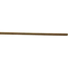 Value Collection - 5/16-18 UNC (Coarse), 3' Long, Low Carbon Steel Threaded Rod - Yellow Zinc-Plated Finish, Right Hand Thread - Exact Tool & Supply