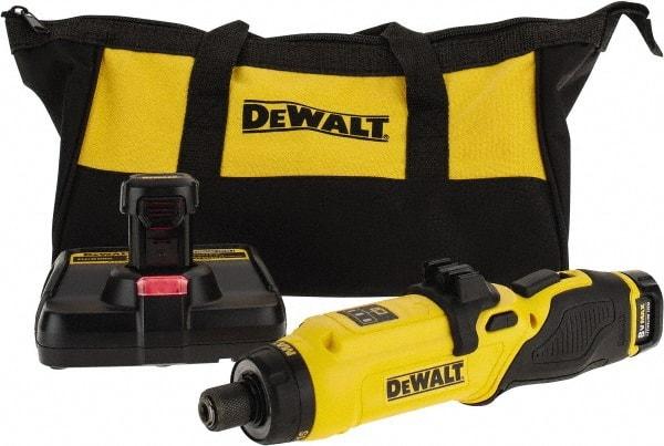 DeWALT - 8 Volts, Lithium-Ion Battery, Swivel Handle Cordless Screwdriver - 430 RPM, 23 Inch/Lbs. Torque - Exact Tool & Supply