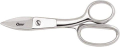 Clauss - 5" LOC, 7-3/4" OAL Chrome Plated Straight Shears - Serrated, Steel Straight Handle, For Paper, Fabric - Exact Tool & Supply