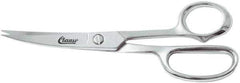 Clauss - 5" LOC, 8-1/2" OAL Chrome Plated Curved Shears - Steel Offset Handle, For Paper, Fabric - Exact Tool & Supply