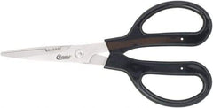 Clauss - 4" LOC, 9-1/4" OAL Stainless Steel Blunt Point Trimmers - Serrated, Plastic Handle, For Paper, Fabric - Exact Tool & Supply