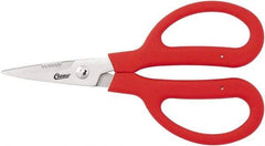 Clauss - 3" LOC, 9-1/4" OAL Stainless Steel Blunt Point Trimmers - Serrated, Plastic Handle, For Paper, Fabric - Exact Tool & Supply