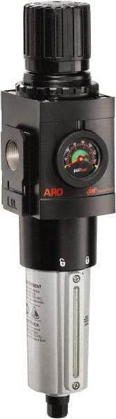 ARO/Ingersoll-Rand - 3/4" NPT Port Heavy Duty 1 Piece Filter/Regulator FRL Unit - Metal Bowl, 236 SCFM, 250 Max psi, 14.689" High x 4.091" Long, Automatic Drain - Exact Tool & Supply