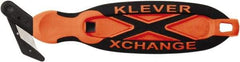 Klever Innovations - Quick-Change Safety Cutter - 1-1/4" Carbon Steel Blade, Orange Plastic/Softgrip Handle, 1 Blade Included - Exact Tool & Supply