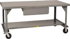 Little Giant - Mobile Workbench - 7 Gauge Steel, Fixed Leg, Gray, 36" Long x 30" Deep x 34" High - Exact Tool & Supply