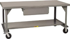 Little Giant - Mobile Workbench - 7 Gauge Steel, Fixed Leg, Gray, 60" Long x 30" Deep x 34" High - Exact Tool & Supply