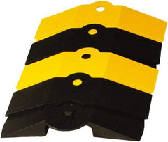 UltraTech - 1 Channel, 1 Ft Long, 3/4" Max Compatible Cable Diam, Yellow/Black ABS On Floor Cable Cover - 9-3/4" Overall Width x 1-3/8" Overall Height, 3" Channel Width x 3/4" Channel Height - Exact Tool & Supply