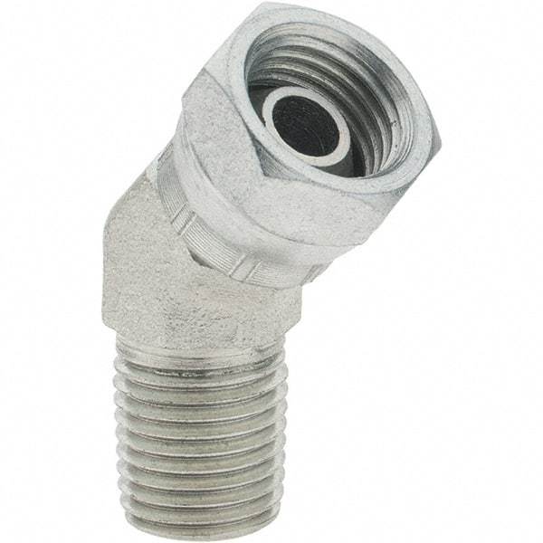 Value Collection - Steel Industrial Pipe 45° Elbow Swivel Adapter - FNPSM x MNPTF - Exact Tool & Supply