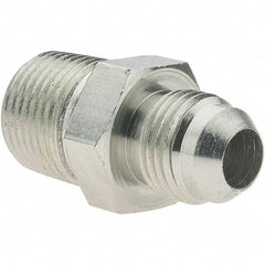 Value Collection - 3/8" Tube OD, 37° Steel Flared Tube Male Connector - 9/16-18 x 3/8-18 NPTF, Flare x NPTF Ends - Exact Tool & Supply
