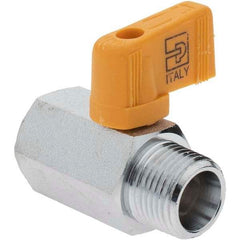 Parker - 3/8" Pipe, Brass Miniature Ball Valve - Male x Female Ends, Wedge Handle - Exact Tool & Supply