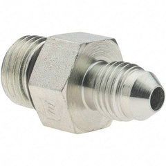 Value Collection - 1/4" Tube OD, 37° Steel Flared Tube Male Connector - 7/16-20 x 9/16-18 ORB, Flare x ORB Ends - Exact Tool & Supply