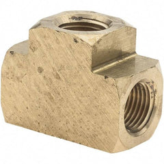 Parker - 1/8 Female Thread, Brass Industrial Pipe Female Tee - FNPTF, 1,000 psi - Exact Tool & Supply