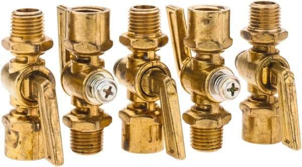 Parker - 1/4" Pipe, Female Pipe to Male Pipe Drain Cock & Shutoff Valve - 1/4-18 Thread, 30 Max psi - Exact Tool & Supply