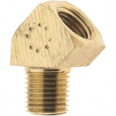 Parker - 1/4 Male Thread x 1/4 Female Thread, Brass Industrial Pipe 45° Street Elbow - MNPTF x FNPTF, 1,000 psi - Exact Tool & Supply