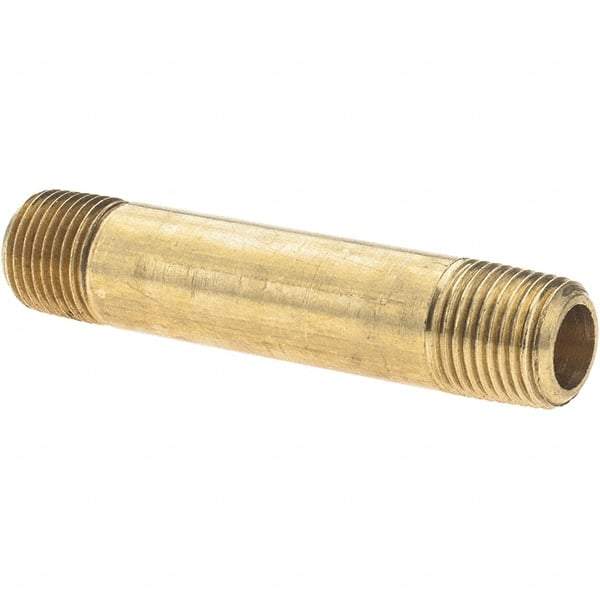 Parker - 1/8 Male Thread, Brass Industrial Pipe Long Nipple - MNPTF, 1,000 psi - Exact Tool & Supply