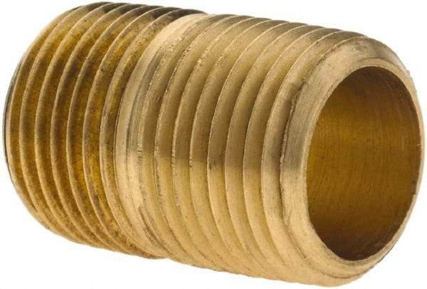 Parker - 3/8 Male Thread, Brass Industrial Pipe Close Nipple - MNPTF, 1,000 psi - Exact Tool & Supply