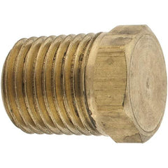 Parker - 1/4 Male Thread, Brass Industrial Pipe Hex Head Plug - MNPTF, 1,000 psi - Exact Tool & Supply