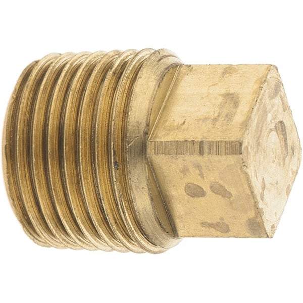Parker - 3/8 Male Thread, Brass Industrial Pipe Square Head Plug - MNPTF, 1,000 psi - Exact Tool & Supply
