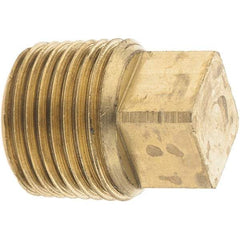 Parker - 3/8 Male Thread, Brass Industrial Pipe Square Head Plug - MNPTF, 1,000 psi - Exact Tool & Supply