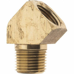 Parker - 1/2 Male Thread x 1/2 Female Thread, Brass Industrial Pipe 45° Street Elbow - MNPTF x FNPTF, 1,000 psi - Exact Tool & Supply