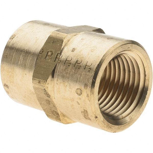 Parker - 1/2 Female Thread, Brass Industrial Pipe Coupling - FNPTF, 1,000 psi - Exact Tool & Supply
