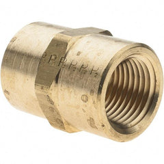 Parker - 1/2 Female Thread, Brass Industrial Pipe Coupling - FNPTF, 1,000 psi - Exact Tool & Supply