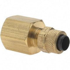 Parker - 1/4" OD, Brass Female Connector - 150 Max Working psi, Comp x FNPT Ends - Exact Tool & Supply