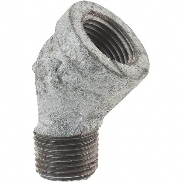 Value Collection - Class 150, 1/2" Galvanized Pipe 45° Street Elbow - Threaded, Malleable Iron - Exact Tool & Supply
