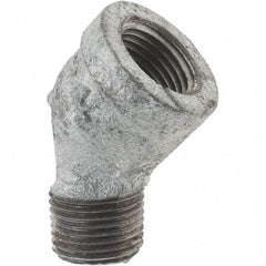 Value Collection - Class 150, 1/2" Galvanized Pipe 45° Street Elbow - Threaded, Malleable Iron - Exact Tool & Supply