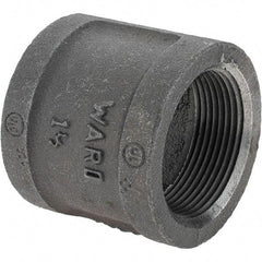 Value Collection - Size 1-1/2", Class 150, Malleable Iron Black Pipe Coupling (Right Hand) - 150 psi, Threaded End Connection - Exact Tool & Supply