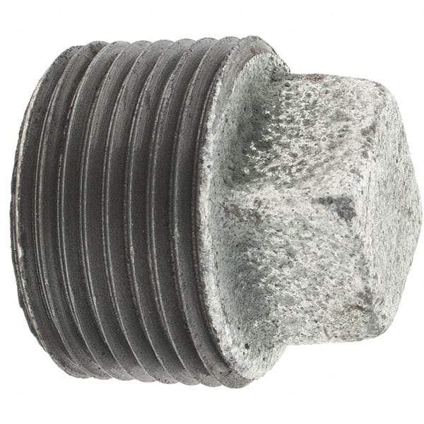 Value Collection - Class 150, 1" Galvanized Pipe Square Plug - Threaded, Malleable Iron - Exact Tool & Supply