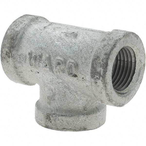 Value Collection - Class 150, 1/2" Galvanized Pipe Tee - Threaded, Malleable Iron - Exact Tool & Supply
