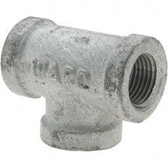 Value Collection - Class 150, 1/2" Galvanized Pipe Tee - Threaded, Malleable Iron - Exact Tool & Supply