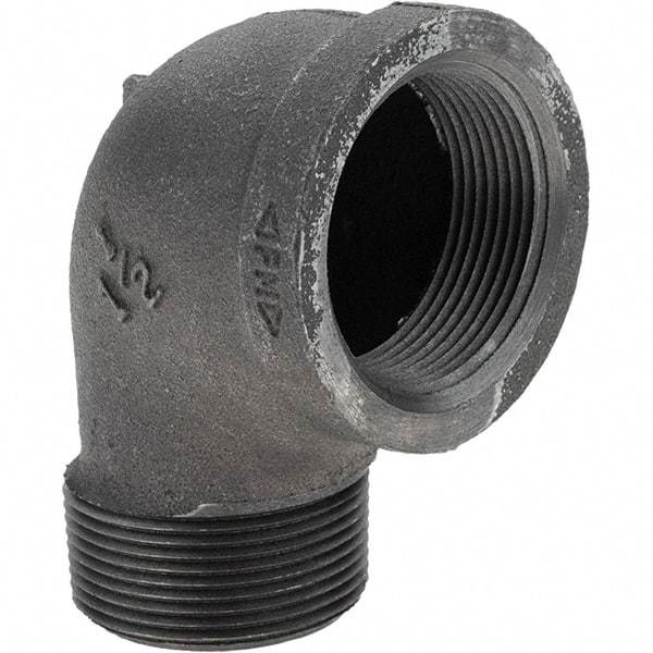 Value Collection - Size 1-1/2", Class 150, Malleable Iron Black Pipe 90° Street Elbow - 150 psi, Threaded End Connection - Exact Tool & Supply