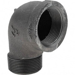 Value Collection - Size 1-1/2", Class 150, Malleable Iron Black Pipe 90° Street Elbow - 150 psi, Threaded End Connection - Exact Tool & Supply