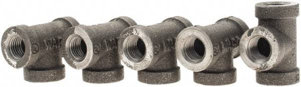 Value Collection - Size 1/4", Class 150, Malleable Iron Black Pipe Tee - 150 psi, Threaded End Connection - Exact Tool & Supply