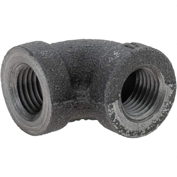 Value Collection - Size 1/4", Class 150, Malleable Iron Black Pipe 90° Elbow - 150 psi, Threaded End Connection - Exact Tool & Supply